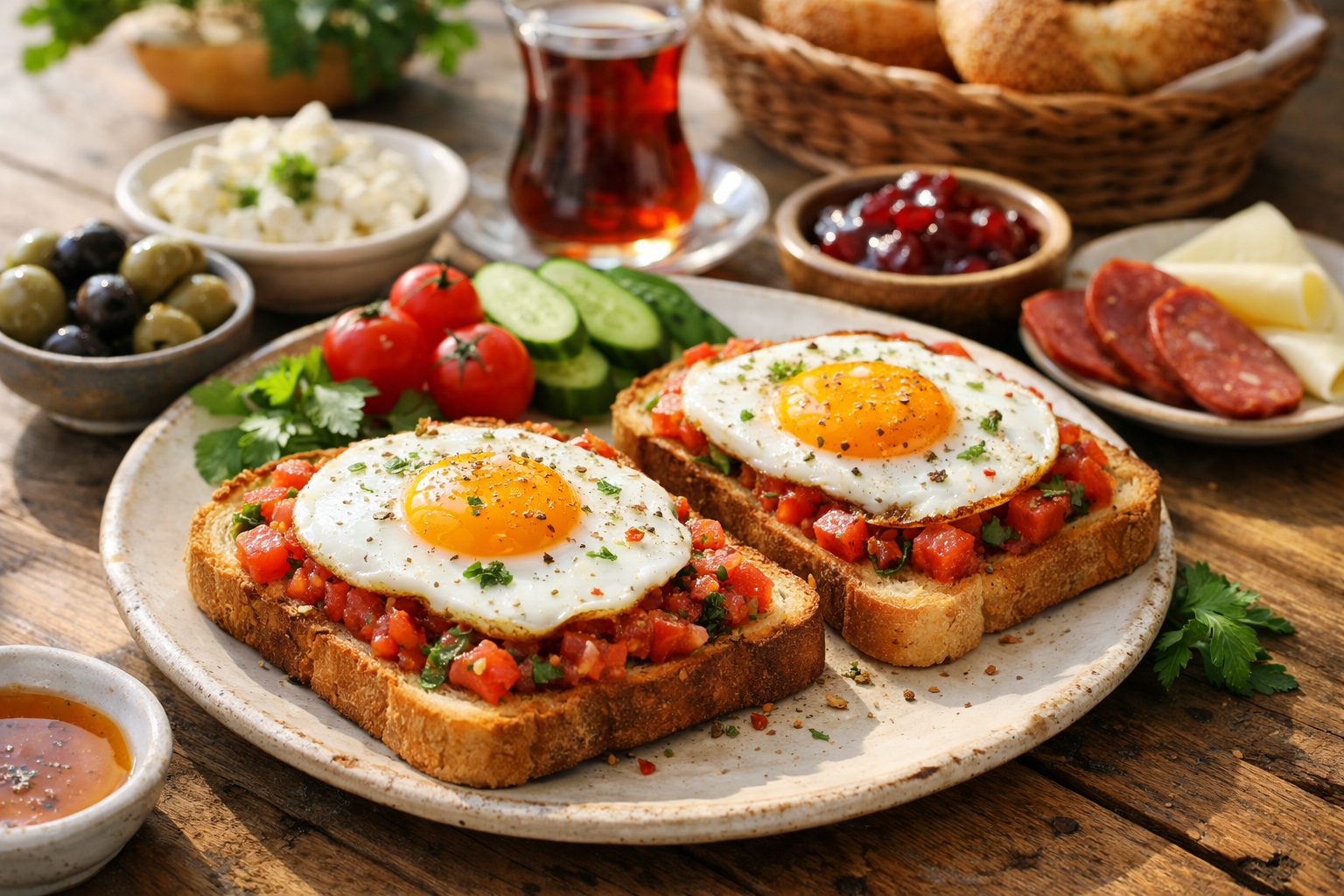 Yumurta ve domatesli tost